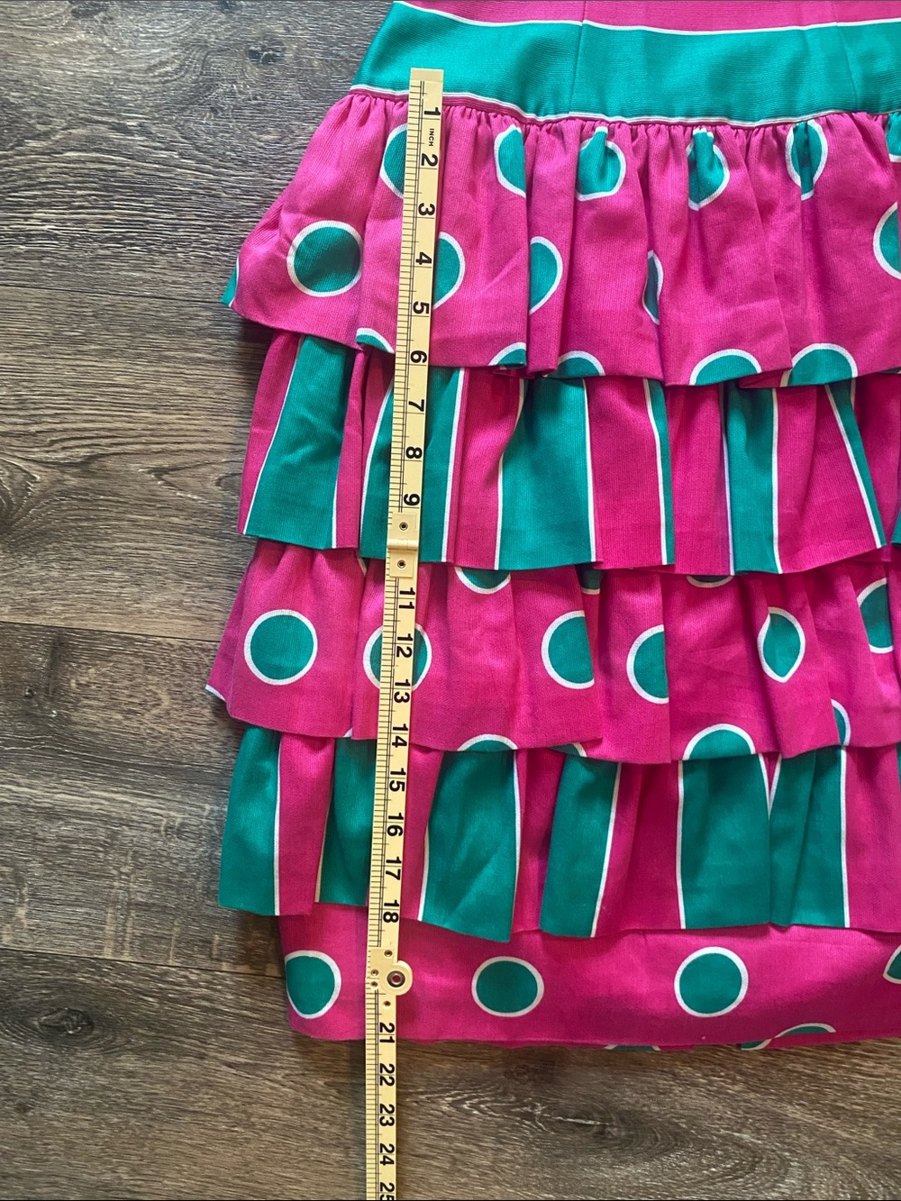 Strapless Pink & Teal Tiered Ruffle Dress - Picture 8 of 16